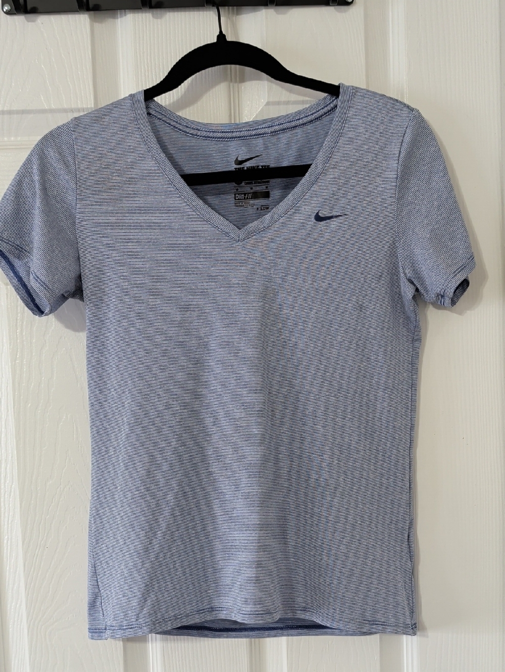 Nike Light Blue Micro-Striped V-Neck Performance Tee